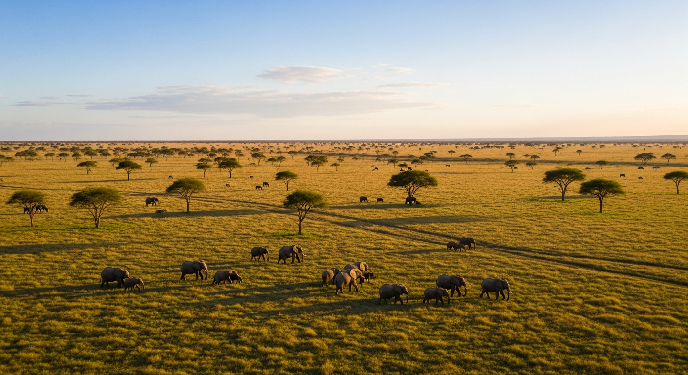 Troupeau d'éléphants en savane africaine symbolisant la conservation espèces menacées