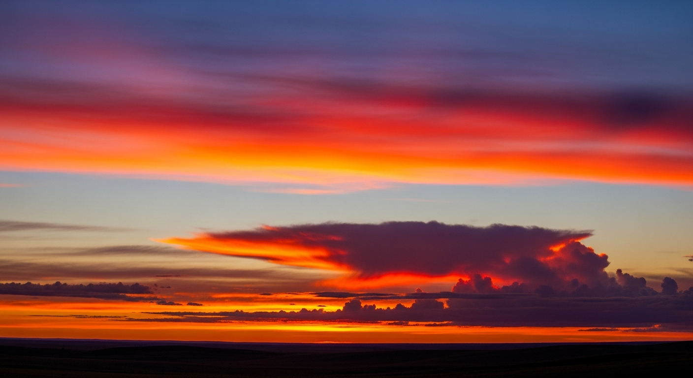 Le ciel bleu se transformant en rouge au coucher de soleil montrant la diffusion Rayleigh