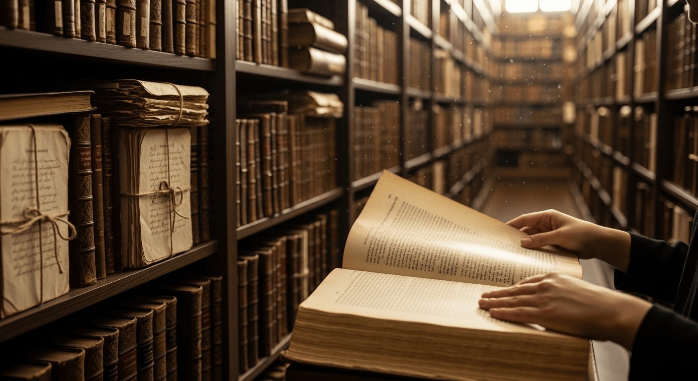 Archiviste consultant des documents historiques : l'historiographie réécrit continuellement notre compréhension des origines