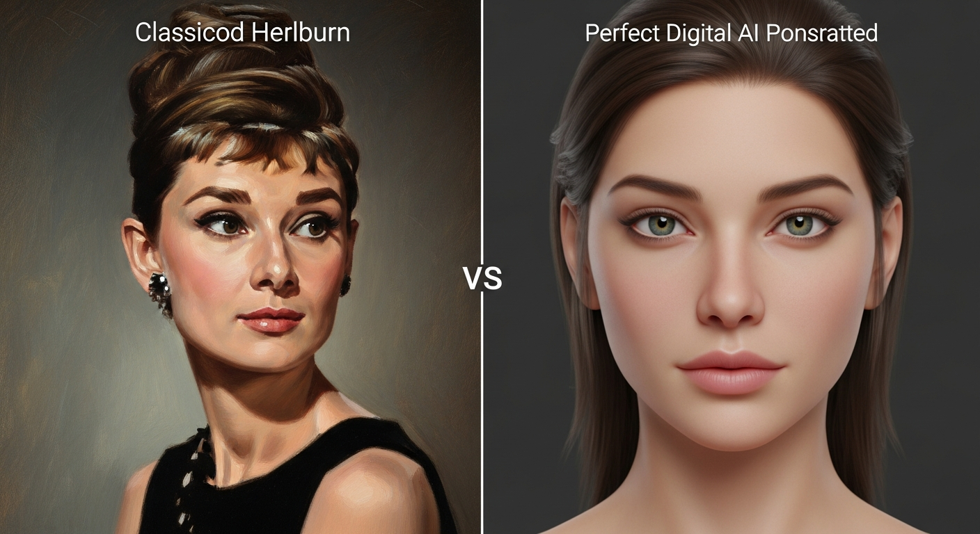 Comparaison entre une icône humaine authentique et une création virtuelle générée par intelligence artificielle