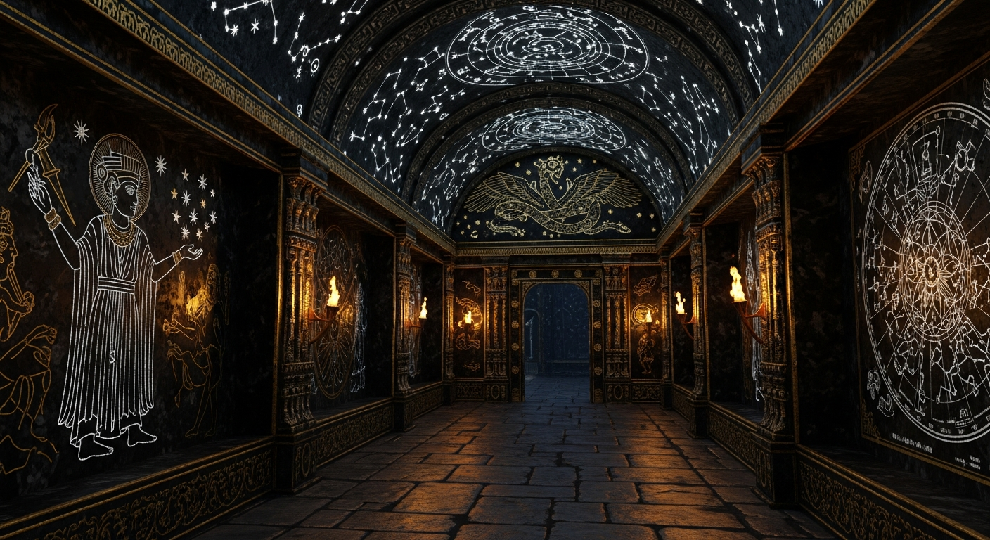 Couloir historique avec voûte médiévale propice à un jeu immersif en réalité augmentée