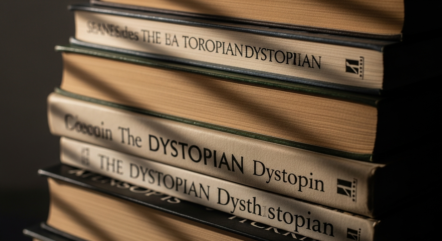 Pages de romans dystopiques classiques symbolisant la littérature dystopique intemporelle