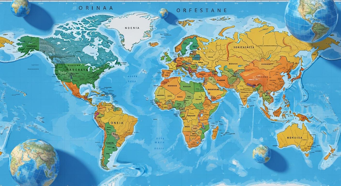 Carte mondiale détaillée montrant les pays du monde avec frontières politiques distinctes