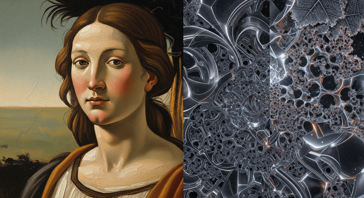 Contraste entre l'art numérique traditionnel et la création artificielle par algorithmes d'apprentissage profond