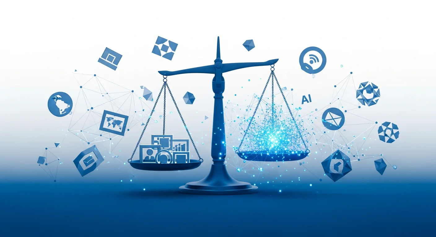 Représentation symbolique de l'automatisation et la transformation du marché du travail avec la technologie IA