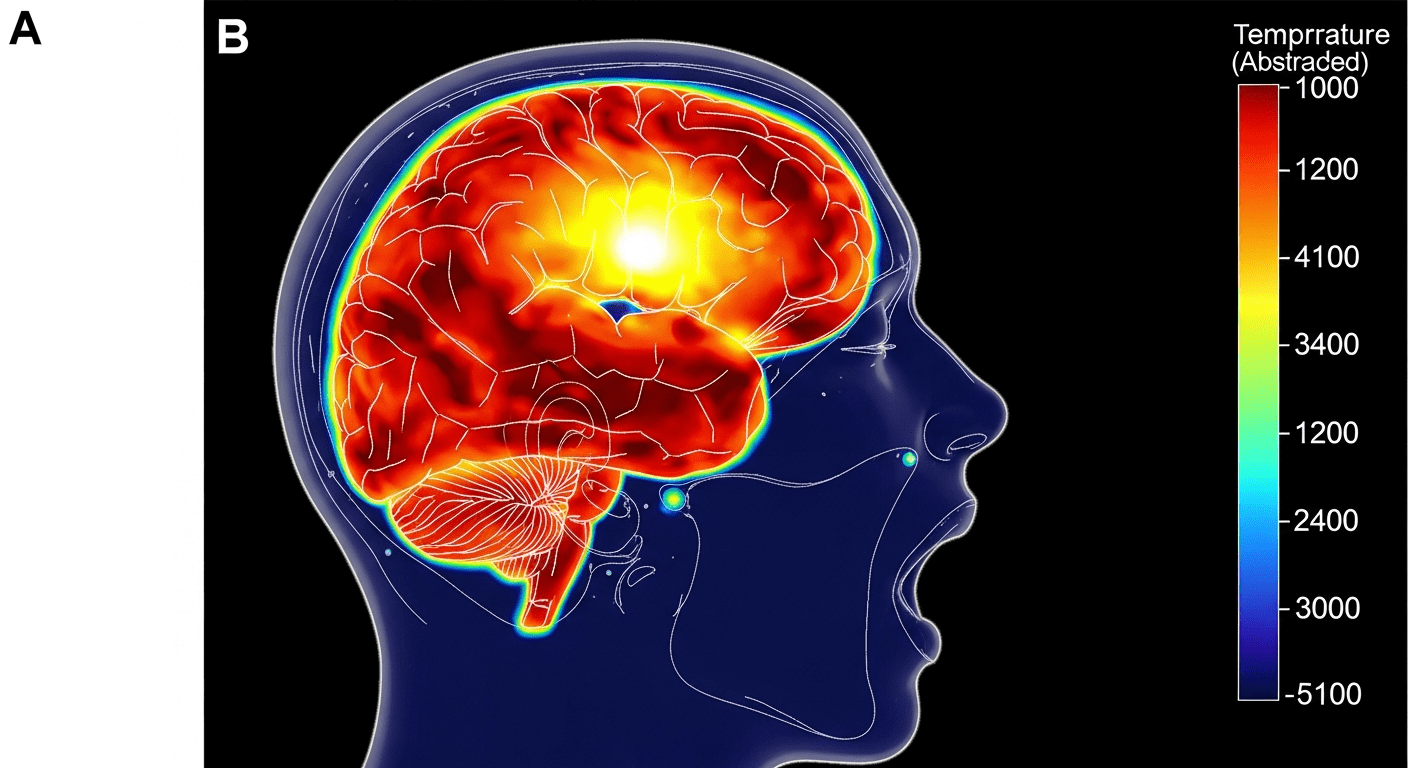 Illustration thermographique montrant comment le bâillement refroidit le cerveau par circulation d'air