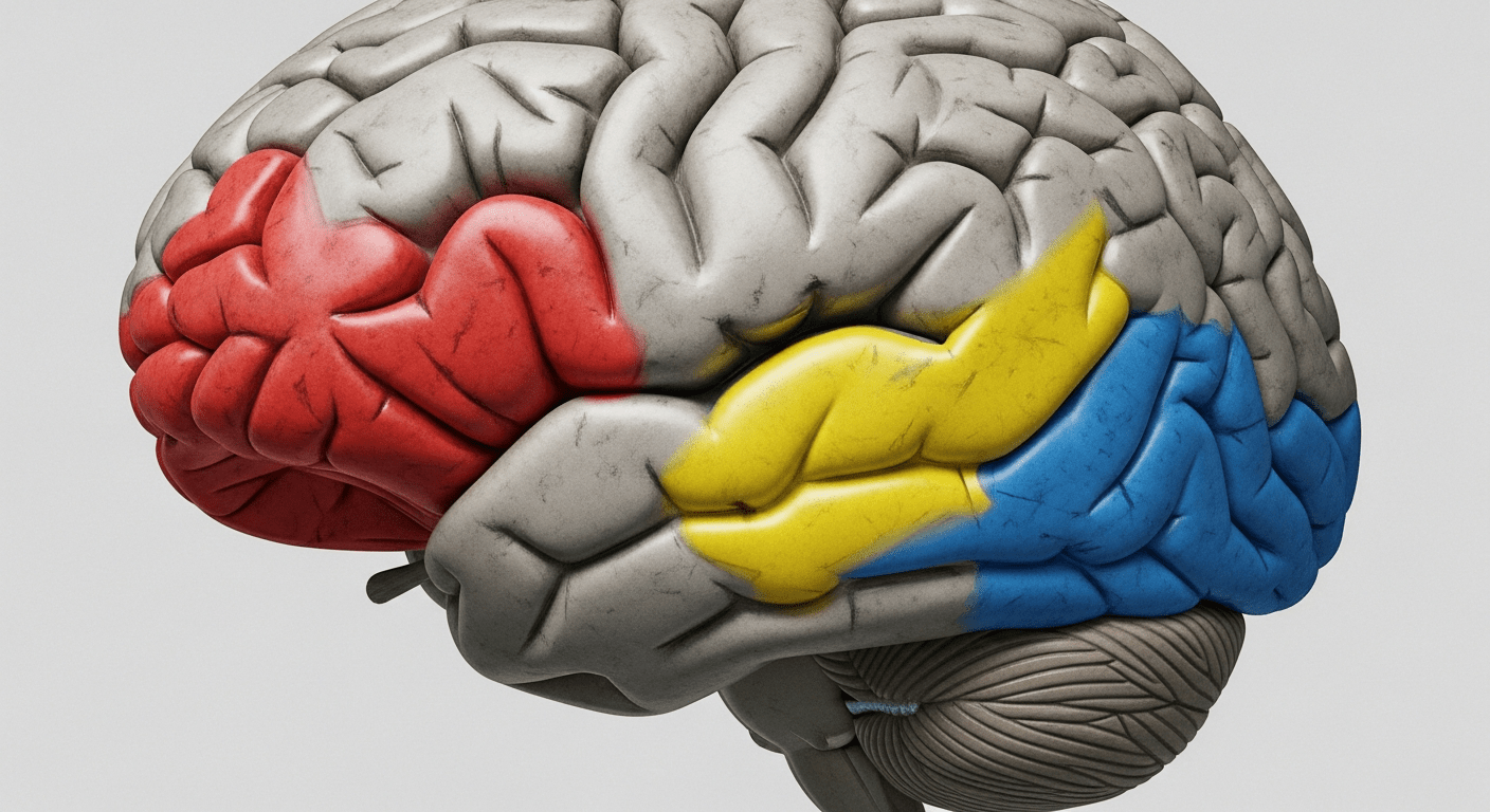 Illustration anatomique du cerveau montrant les structures impliquées dans le syndrome de la Tourette
