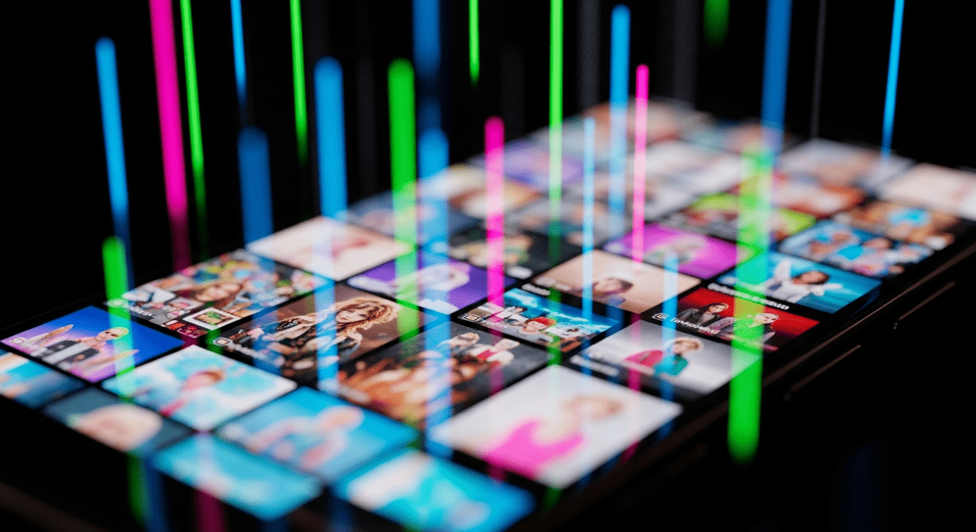 Écran de téléphone avec défilement rapide de vidéos courtes symbolisant les formats courts TikTok