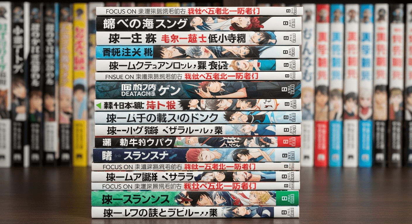 Pile de mangas populaires en plusieurs langues montrant la diffusion mondiale du média