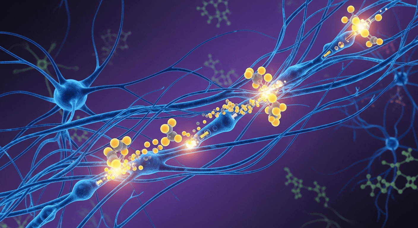 Représentation scientifique des neurotransmetteurs et voies neurales du trouble neurologique