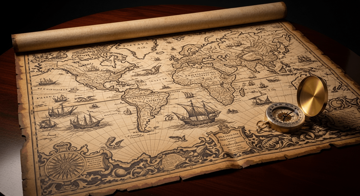 Ancienne carte du monde montrant l'étymologie des noms des continents