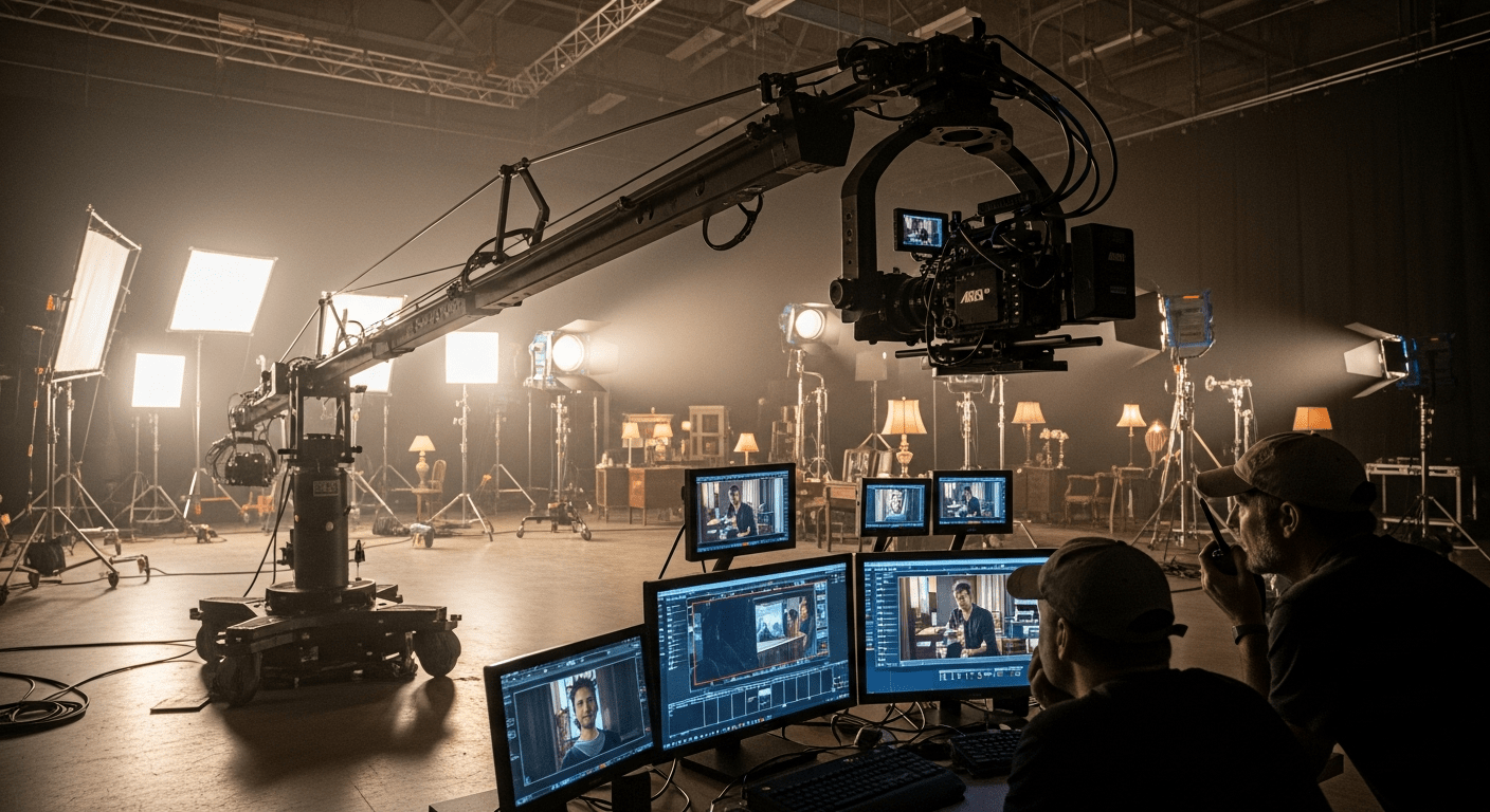 Équipement de production cinématographique montrant les moyens techniques derrière les blockbusters de héros