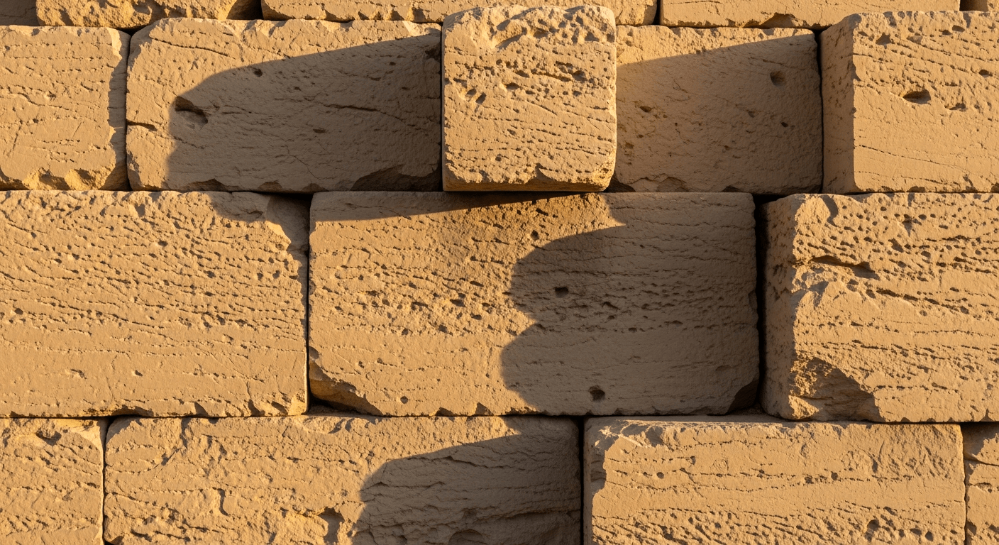 Blocs de pierre alignés et emboîtés dans une pyramide d'Égypte, montrant la précision de la construction antique