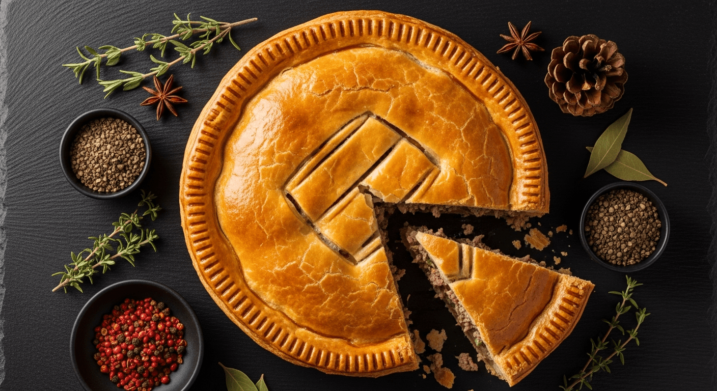 Cuisine québécoise : tourtière dorée aux épices, recette traditionnelle des fêtes de fin d'année au Québec
