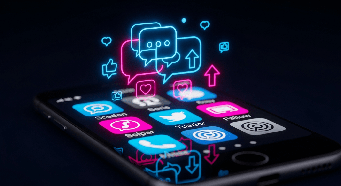 Écran de téléphone montrant les icônes des réseaux sociaux affectant la santé mentale adolescents