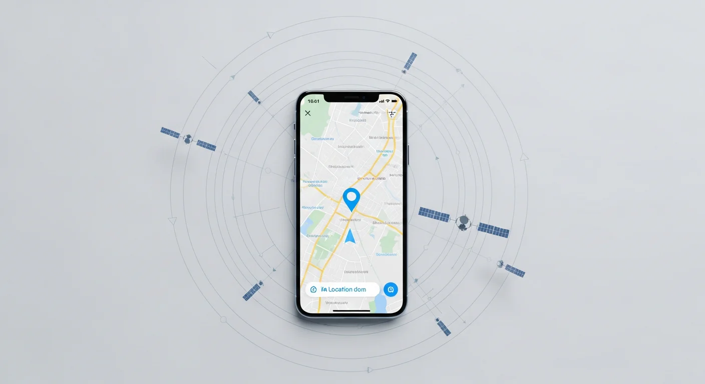 Smartphone affichant la localisation GPS et les satellites de géolocalisation en orbite autour