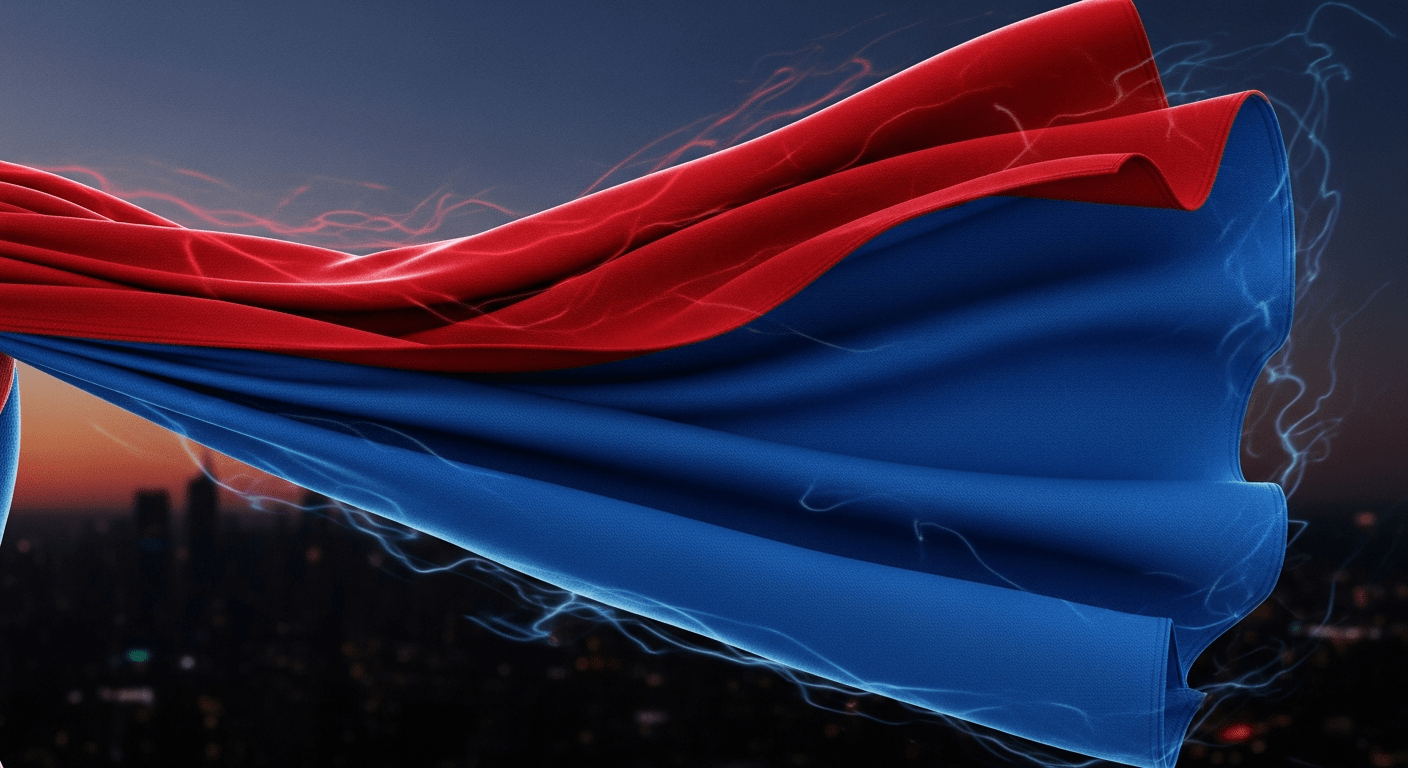 Cape de super-héros aux couleurs vives symbolisant la domination des super-héros dans la culture populaire moderne