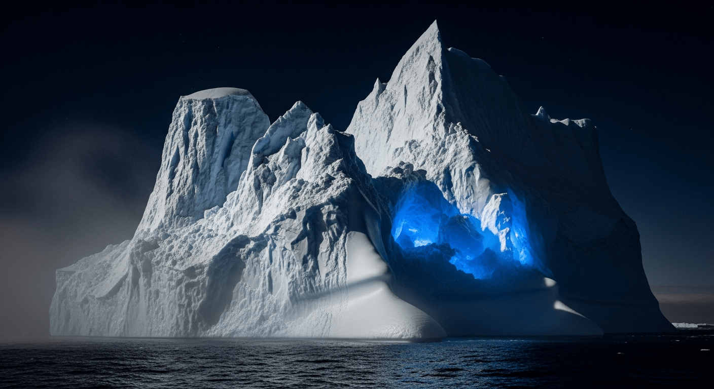 histoire Titanic : iceberg dans les eaux glacées de l'Atlantique Nord, tel que celui percuté en avril 1912