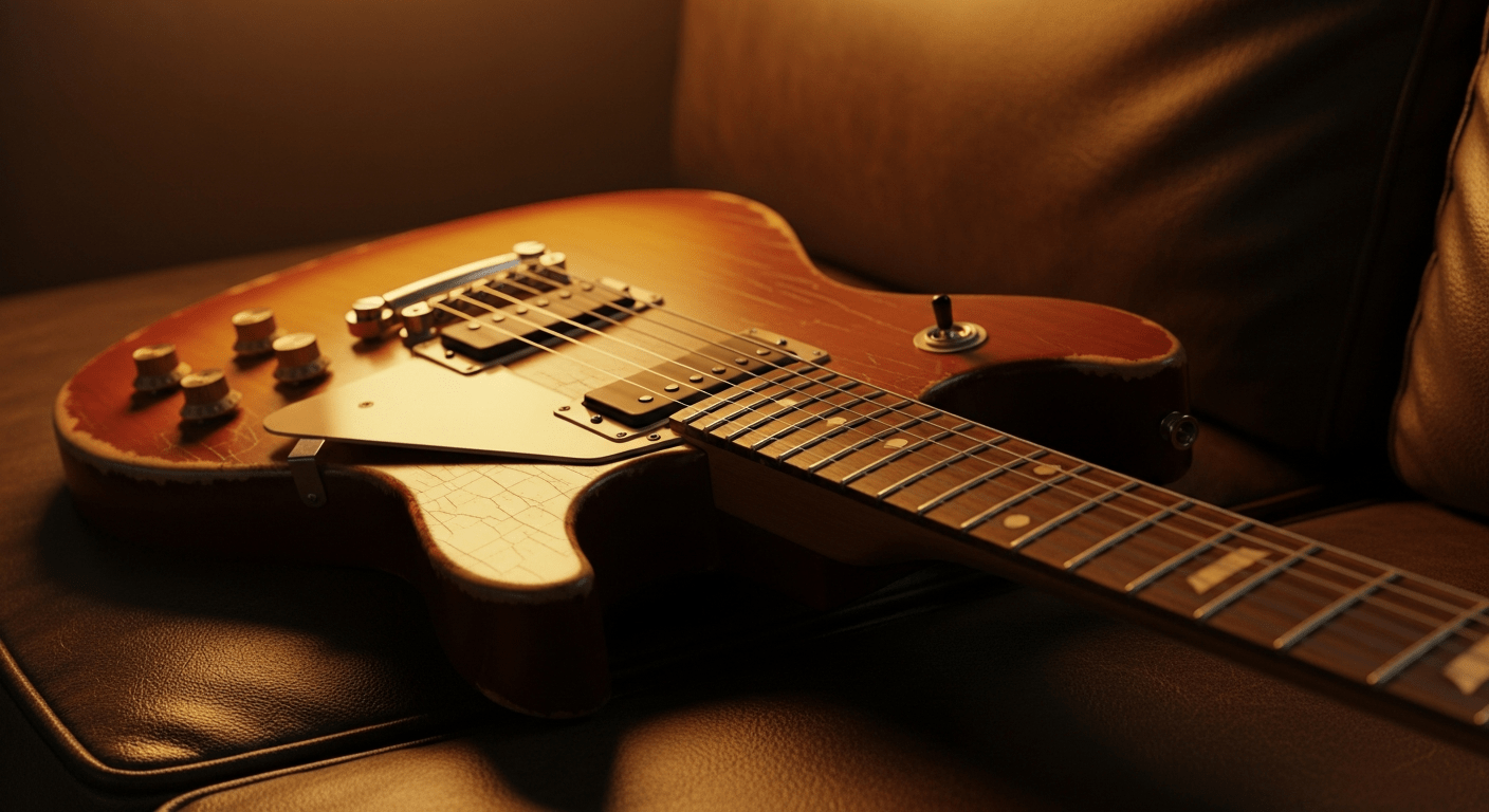 Johnny Hallyday : guitare électrique vintage symbole de la carrière rock du chanteur français