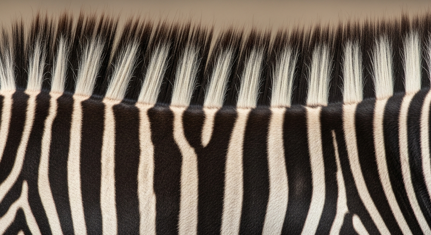 pourquoi les zèbres ont des rayures : gros plan sur le pelage noir et blanc d'un zèbre en plein soleil africain