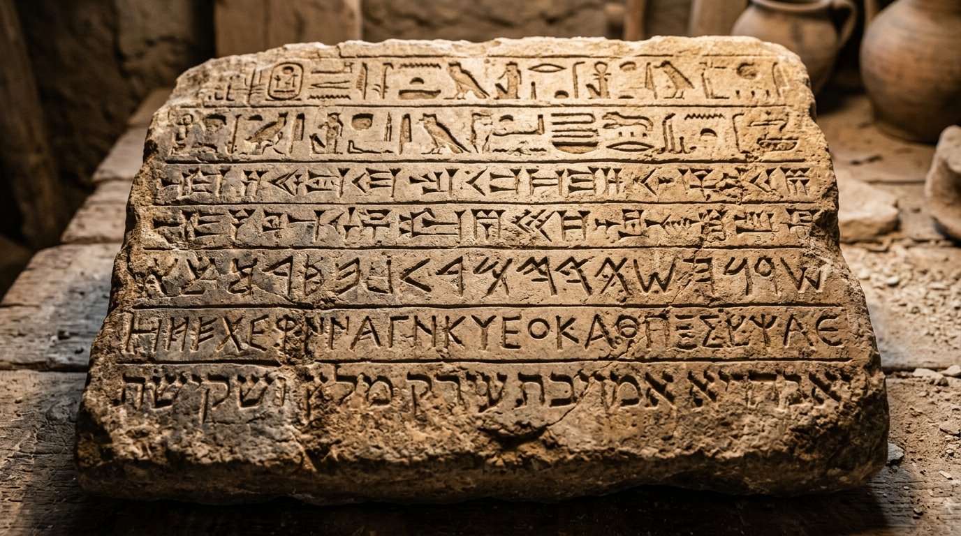 Combien de langues dans le monde : tablette gravée de scripts variés, comme les 7 168 langues recensées par l'Ethnologue en 2023